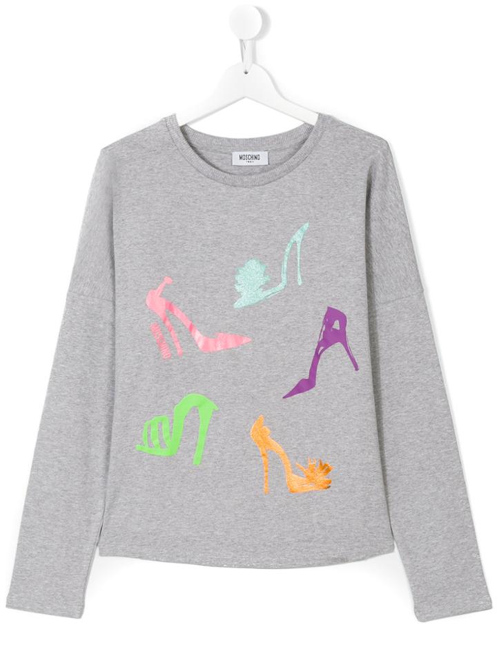 Moschino Kids Shoe Print Top - Grey