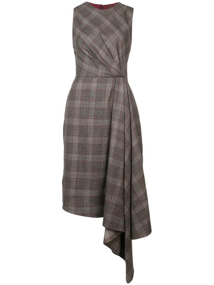 Adam Lippes Plaid Asymmetric Dress - Grey