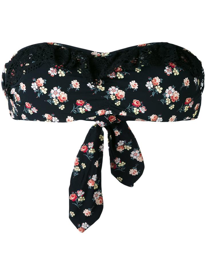 Stella Mccartney - Vintage Floral Bandeau Bikini Top - Women - Polyamide/polyester/spandex/elastane - L, Blue, Polyamide/polyester/spandex/elastane