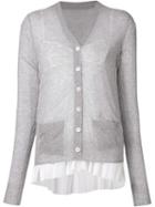 Sacai Layered Cardigan, Women's, Size: 2, Grey, Cotton/nylon/polyester