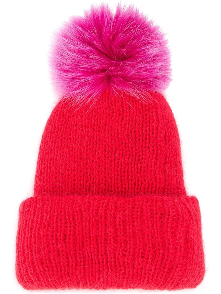Eugenia Kim Faux Fur Pom Pom Hat - Red