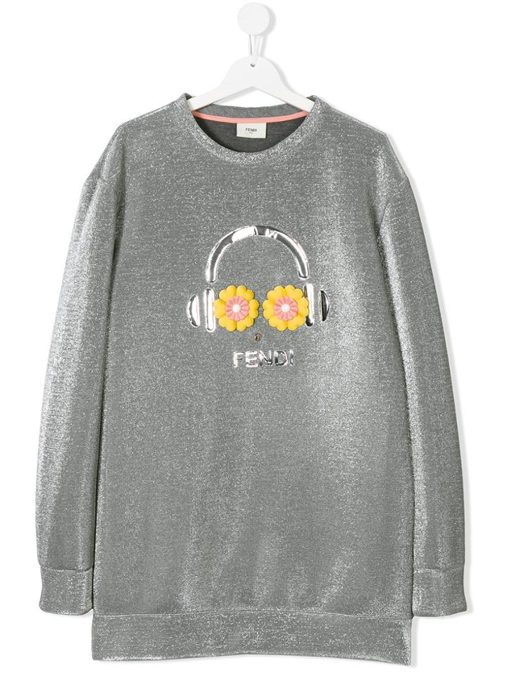Fendi Kids Printed Teen Dress - Metallic