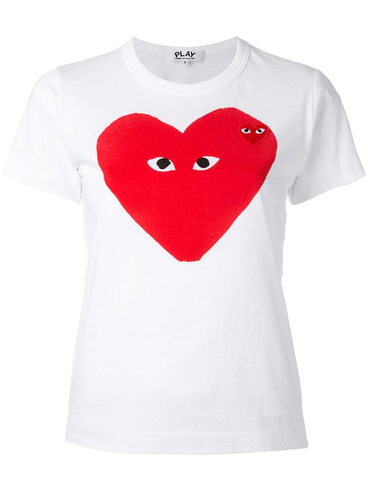 Comme Des Garçons Play - Heart Print T-shirt - Women - Cotton - M, Women's, White, Cotton