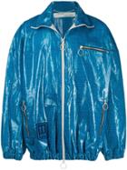 Off-white Checked Zip Front Jacket - Blue