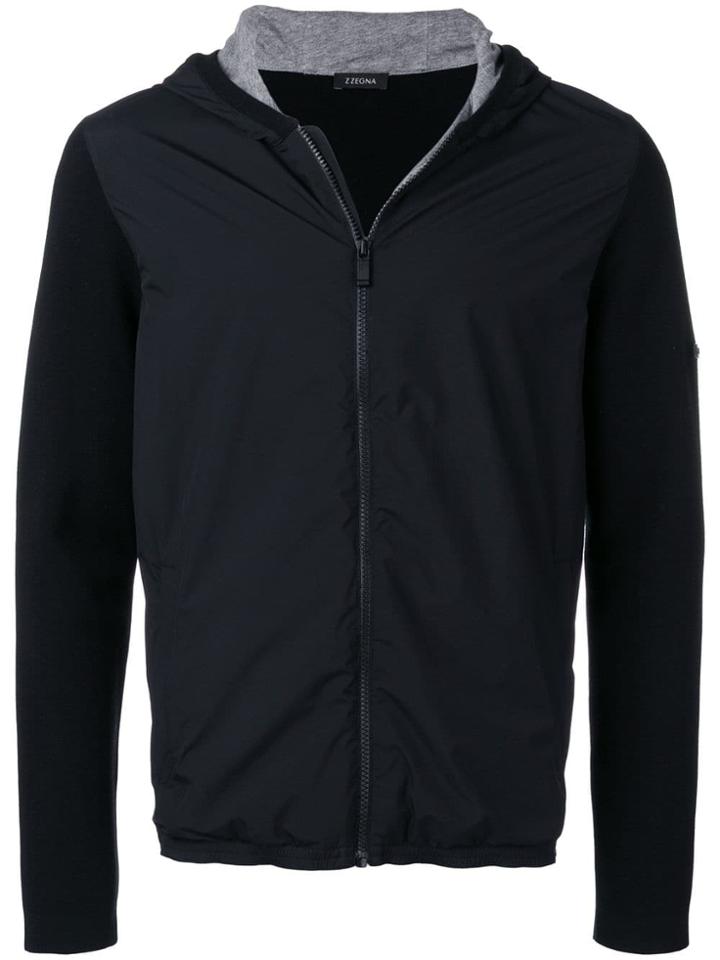 Z Zegna Hooded Zipped Jacket - Black