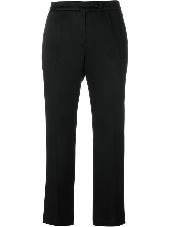Etro Satin Effect Pleated Straight Leg Cropped Trousers