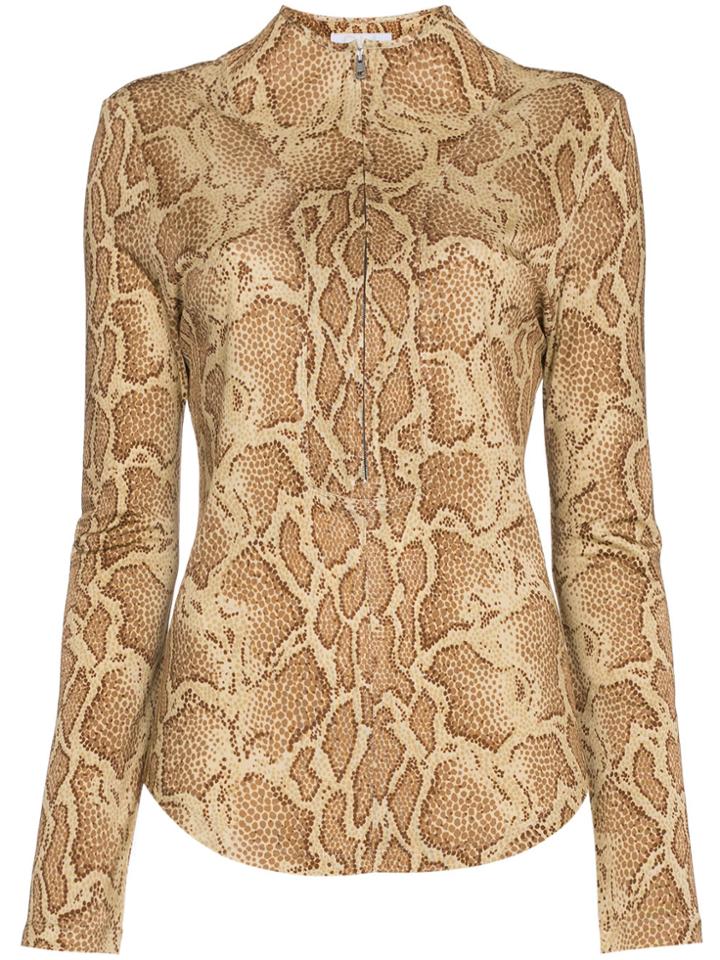 Chloé Python Print Silk Jersey Top - Nude & Neutrals