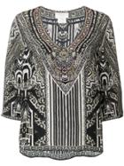 Camilla Embellished Tribal Print Blouse - Green