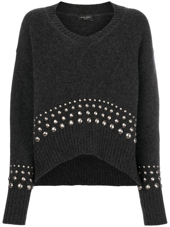 Roberto Collina V-neck Stud Jumper - Grey