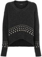 Roberto Collina V-neck Stud Jumper - Grey