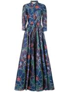 Carolina Herrera Floral Print Gown - Blue