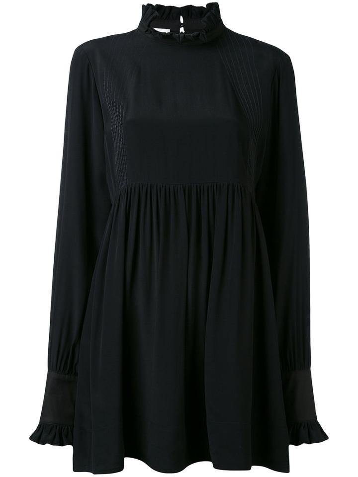 Paco Rabanne - Pleated Mini Dress - Women - Silk/cotton/acetate - 40, Black, Silk/cotton/acetate