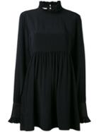 Paco Rabanne - Pleated Mini Dress - Women - Silk/cotton/acetate - 40, Black, Silk/cotton/acetate