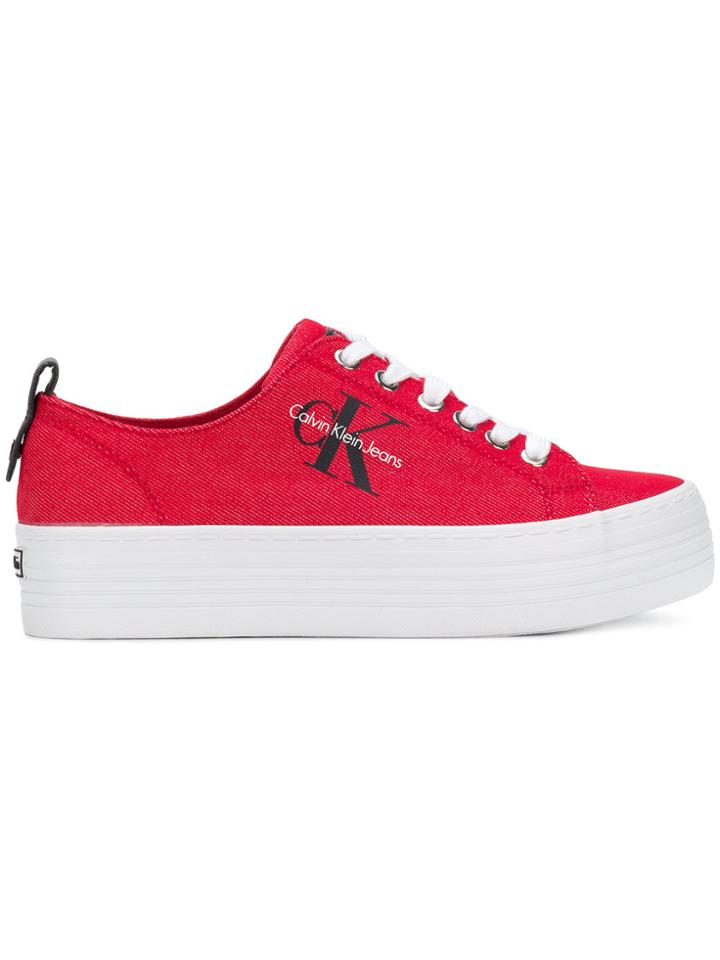 Calvin Klein Jeans Flatform Logo Sneakers - Red