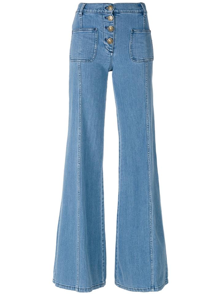 Chloé - Flared Jeans - Women - Cotton/polyester - 36, Blue, Cotton/polyester