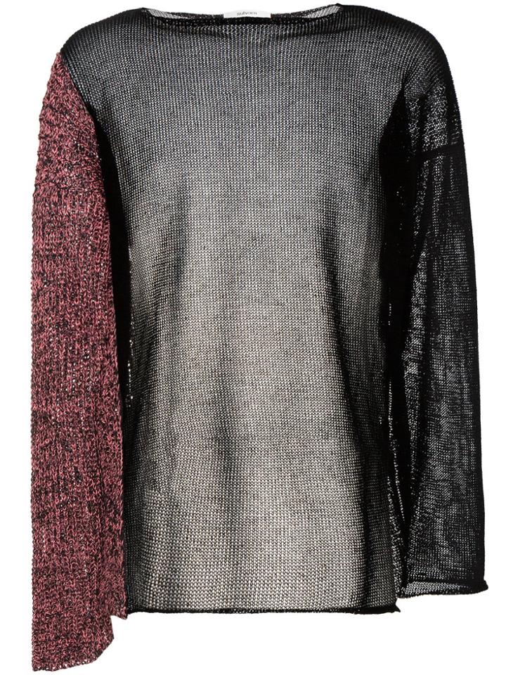 Sulvam Patchwork Cotton Jumper - Black