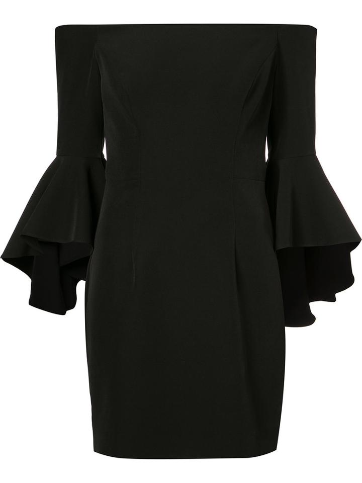 Milly Flared Sleeve Fitted Dress, Women's, Size: 12, Black, Polyester/spandex/elastane