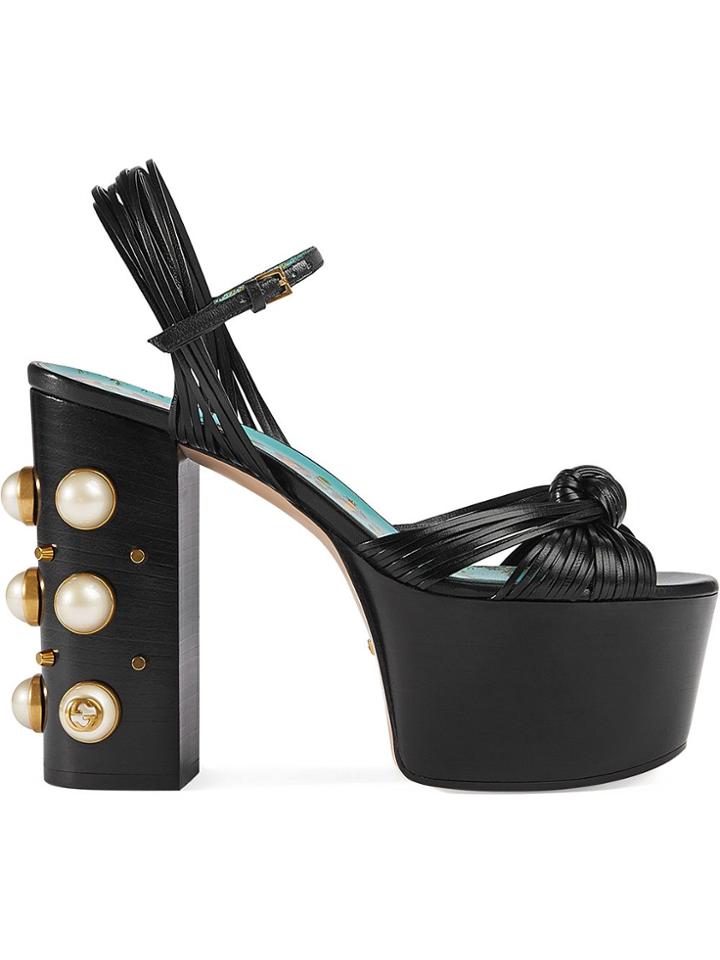 Gucci Knotted Strap Platform Sandals - Black