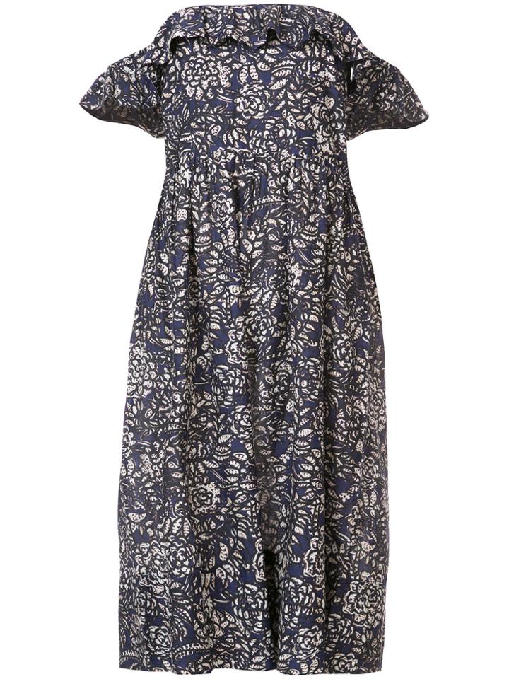 Apiece Apart Floral Print Bardot Dress - Blue