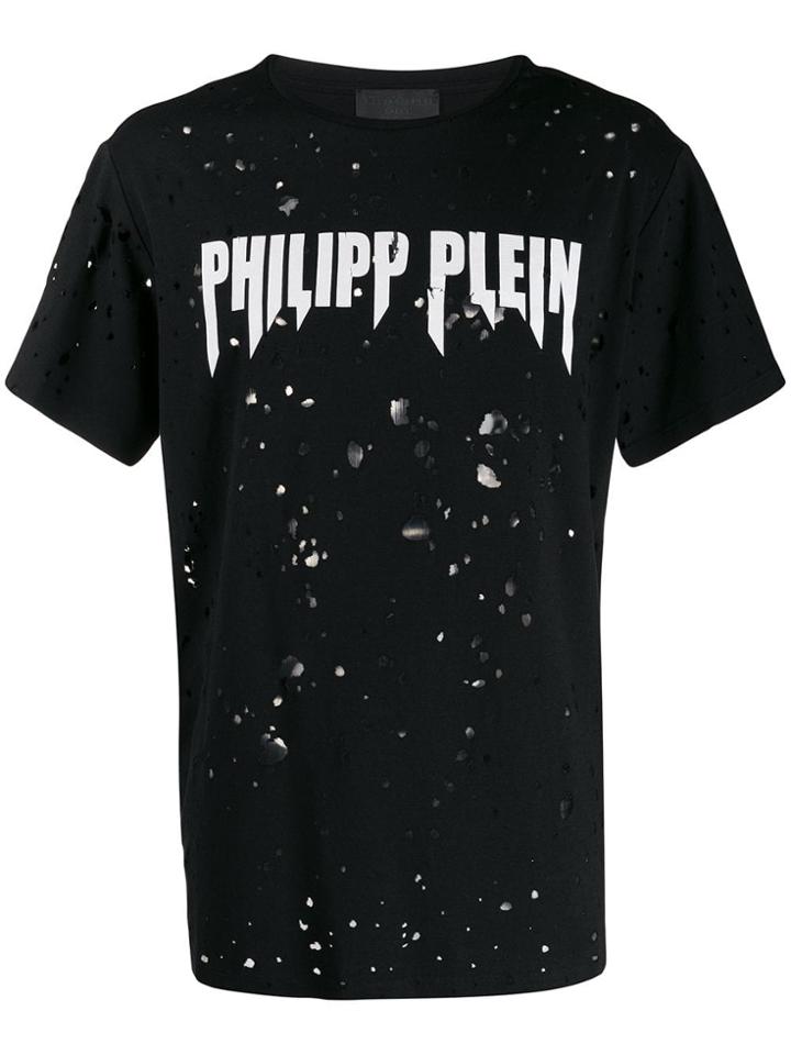 Philipp Plein Destroyed Logo T-shirt - Black