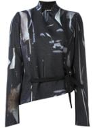 Ann Demeulemeester Curved Zip Jacket, Women's, Size: 40, Black, Cotton/rayon/virgin Wool/rayon