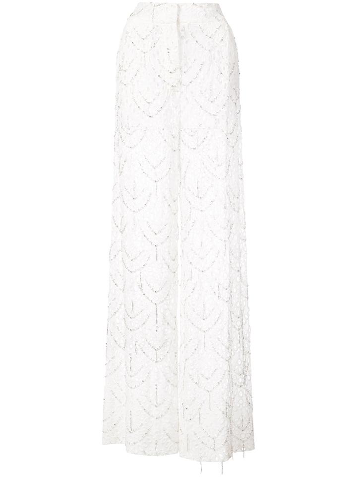 Patbo Sheer Crochet Detail Trousers - White