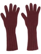 Pringle Of Scotland Ribbed Long Gloves - Red
