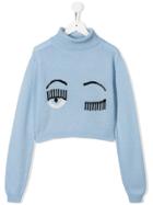 Chiara Ferragni Kids Flirting Roll Neck Jumper - Blue
