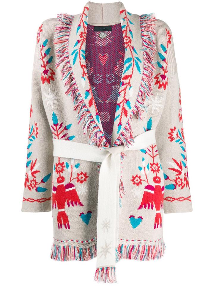 Alanui Intarsia Knit Cardigan - Neutrals