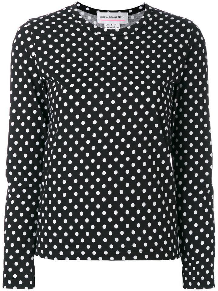 Comme Des Garçons Noir Kei Ninomiya - Dots Longsleeved T-shirt - Women - Cotton - Xs, Black, Cotton