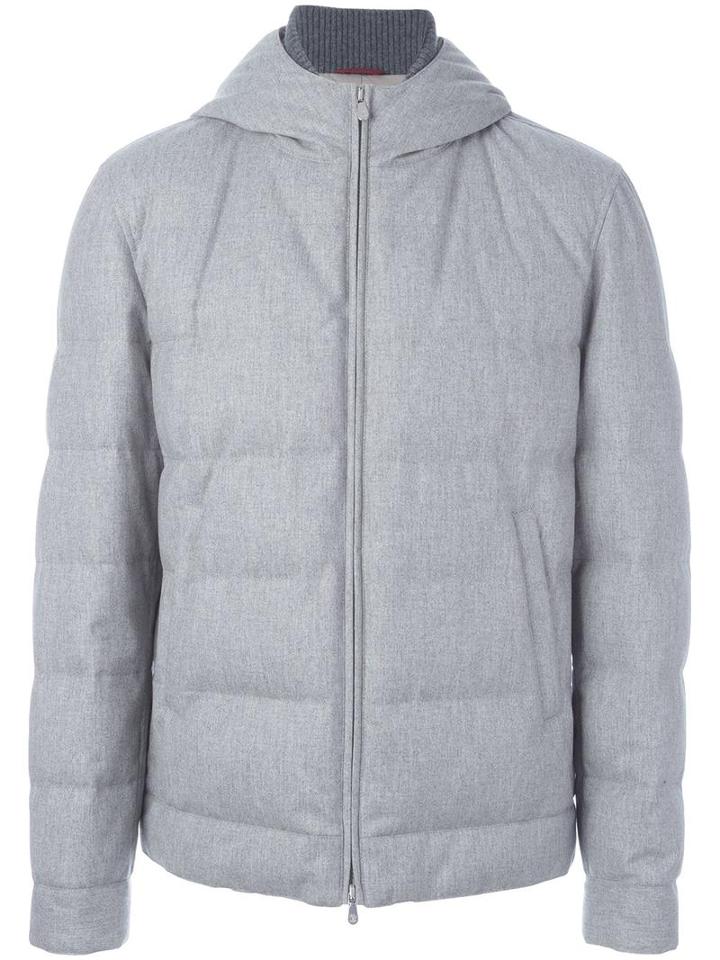 Brunello Cucinelli Zip-up Hooded Jacket, Men's, Size: Xl, Grey, Cotton/nylon
