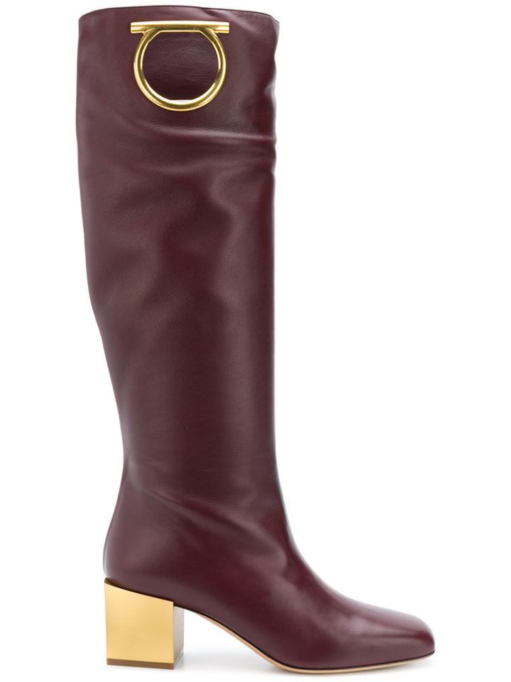 Salvatore Ferragamo Mirror Detail Boots - Red