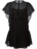Red Valentino Ruffle Detail Dress, Women's, Size: 42, Black, Cotton/silk/polyester
