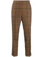 Pt01 Check Cropped Trousers - Brown
