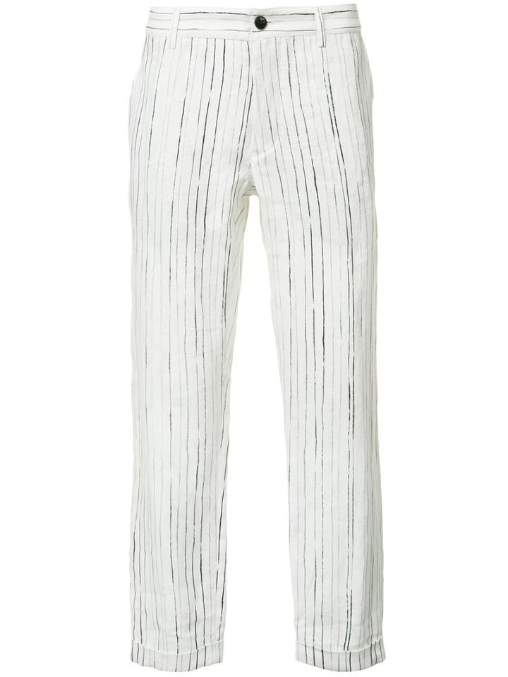 Ann Demeulemeester Grise Woven Linen Trousers, Men's, Size: Large, White, Linen/flax