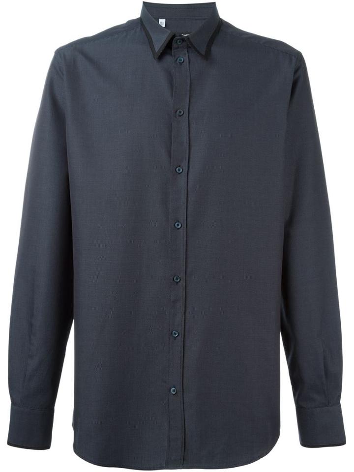 Dolce & Gabbana Micro Dots Patterned Shirt, Men's, Size: 42, Black, Cotton