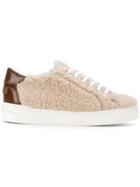 Suecomma Bonnie Faux Shearling Lace-up Sneakers - Nude & Neutrals