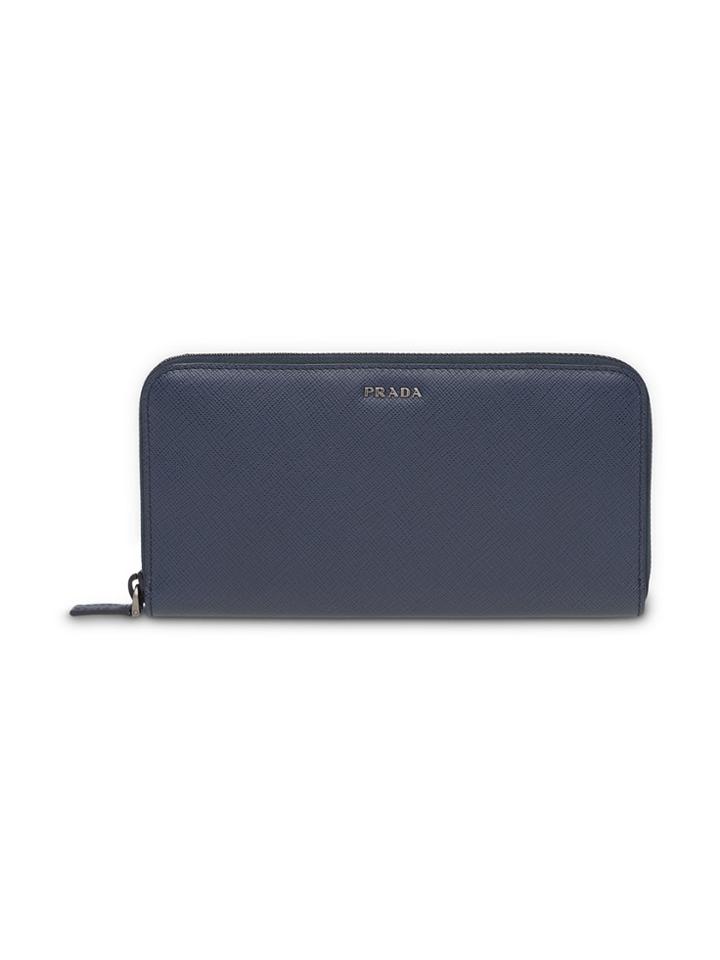 Prada Zip Around Continental Wallet - Blue