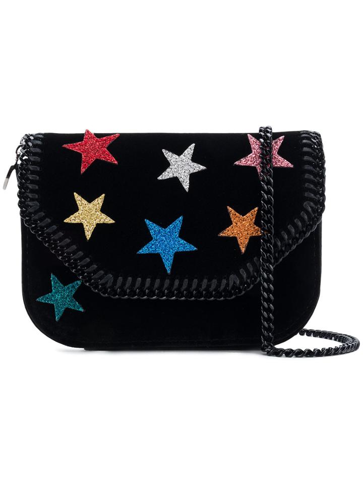Stella Mccartney Star Print Falabella Crossbody Bag - Black