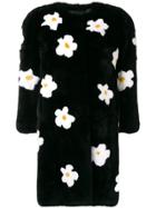 Liska Floral Midi Coat - Black