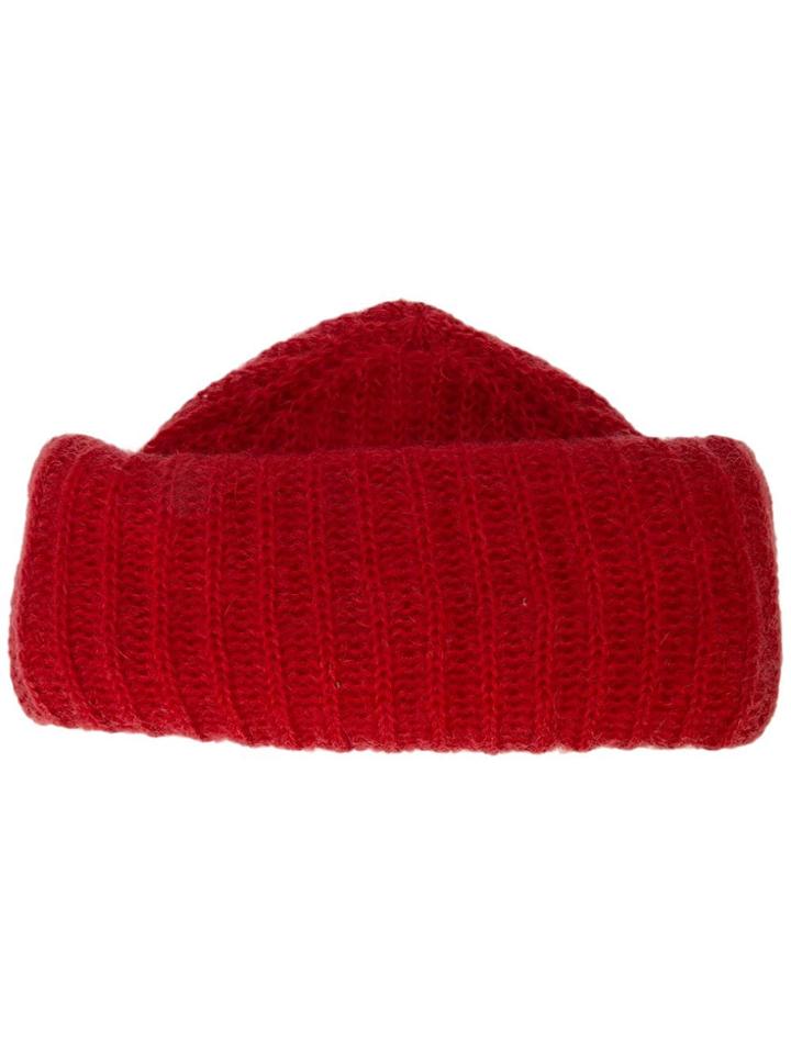 Marzi Ribbed Beanie Hat - Red