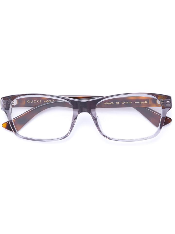 Gucci Eyewear Rectangular Tortoiseshell Arm Glasses, Blue, Acetate