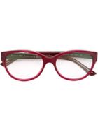 Bulgari Round Frame Glasses, Red, Acetate