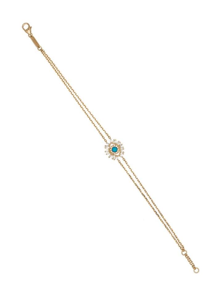 Suzanne Kalan 18k Yellow Gold Turquoise Evil Eye Diamond Chain