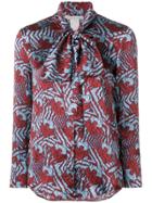 L'autre Chose Pussy Bow Printed Blouse - Red
