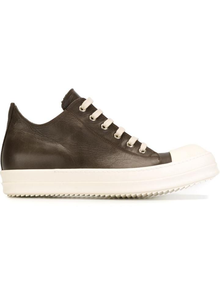 Rick Owens Lace-up Sneakers, Men's, Size: 45, Green, Leather/rubber