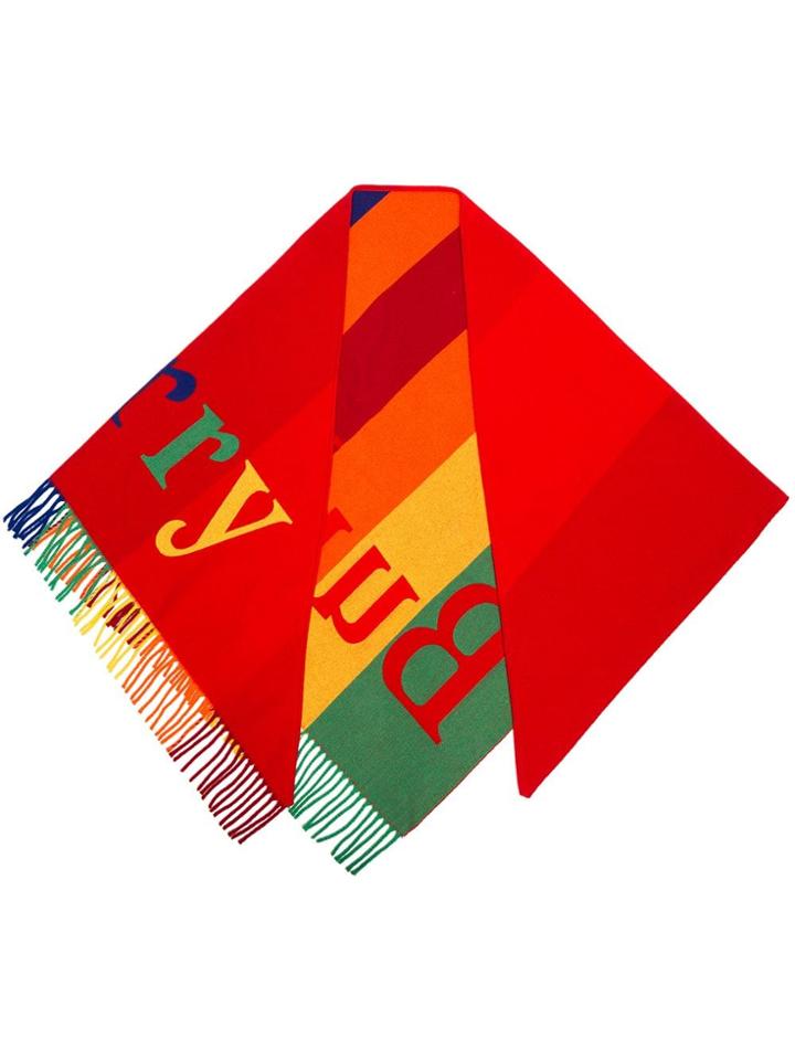 Burberry Logo Printed Bandana Scarf - Red