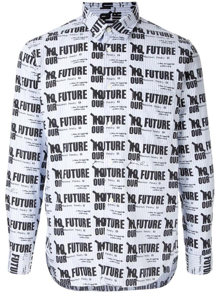 Comme Des Garçons Pre-owned No Future Printed Shirt - Blue