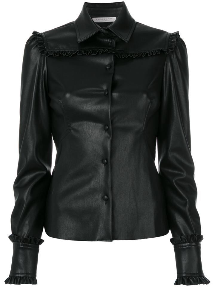 Philosophy Di Lorenzo Serafini Frilled Detail Fitted Jacket - Black