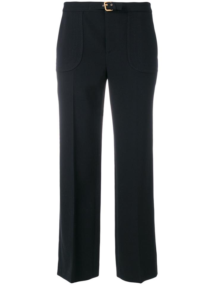 Red Valentino Pleated Cropped Slim Trousers - Black